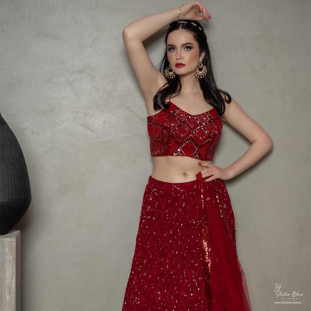 Maroon Full Sequins Lehenga Set