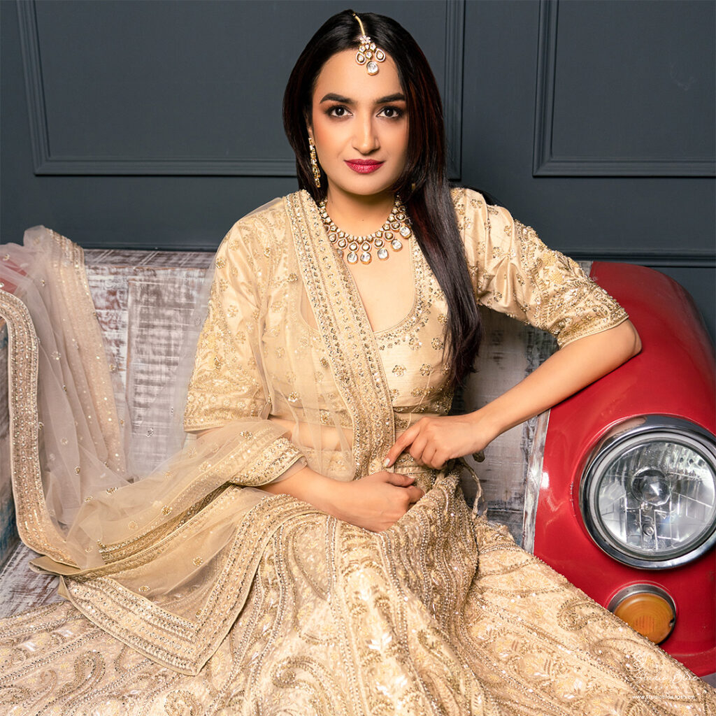 Beige Hand Embroidered Lehenga Set