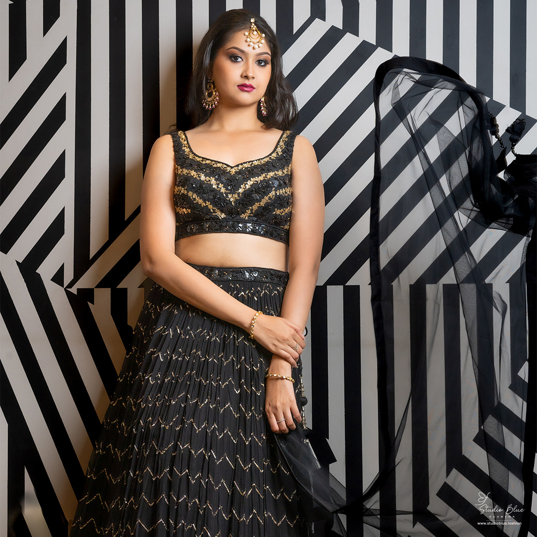 Black Full Sequins Lehenga - Image 6