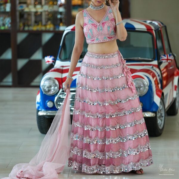 Full Mirror Work Lehenga Set - Image 3