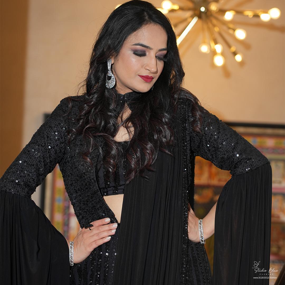 Sequins Work Saree with Jacket