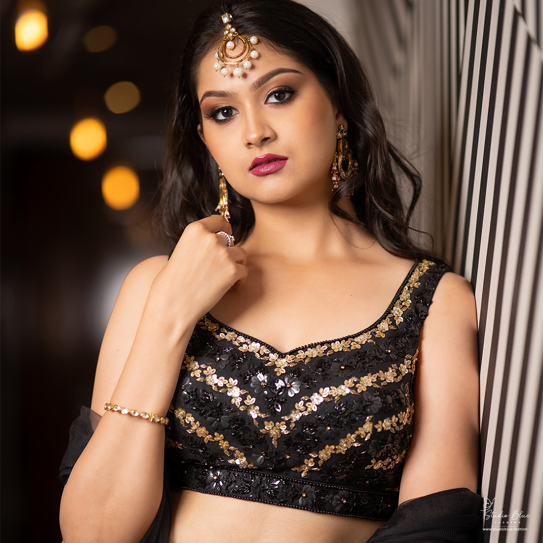 Black Full Sequins Lehenga