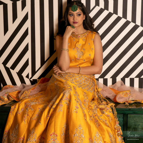 Yellow Hand Embroidered Lehenga Set - Image 2