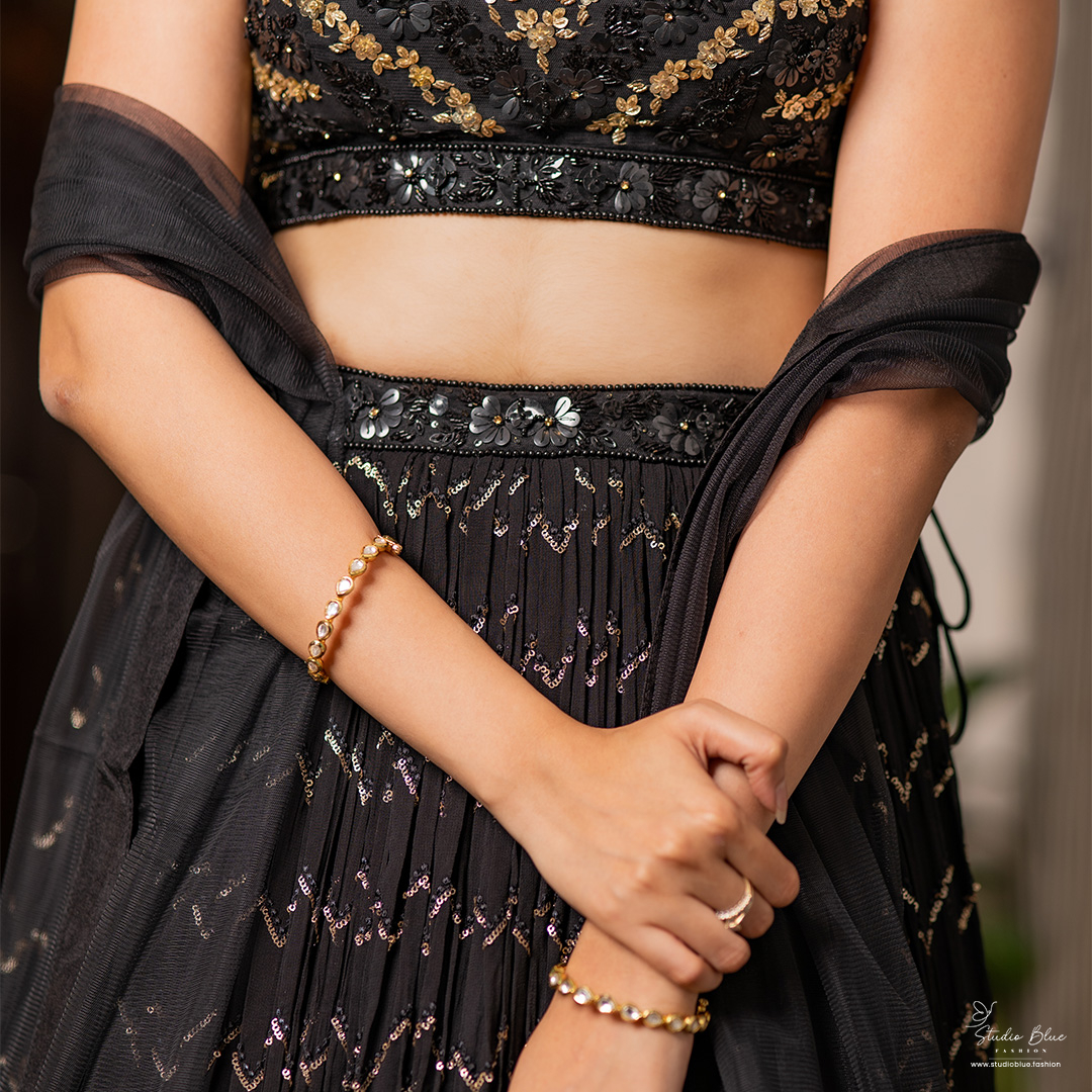 Black Full Sequins Lehenga - Image 3