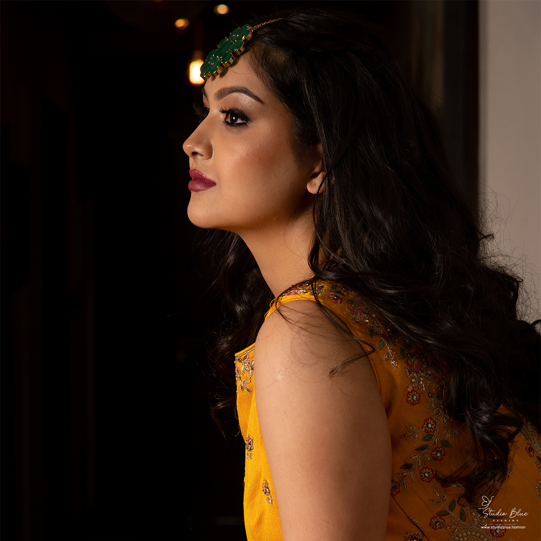 Yellow Hand Embroidered Lehenga Set - Image 5