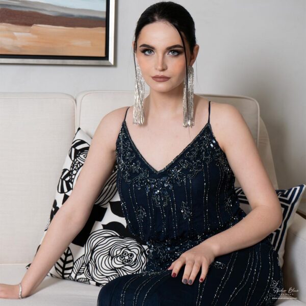 Beaded Navy Blue Dress - Image 2