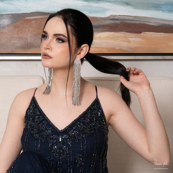 Beaded Navy Blue Dress - Image 5