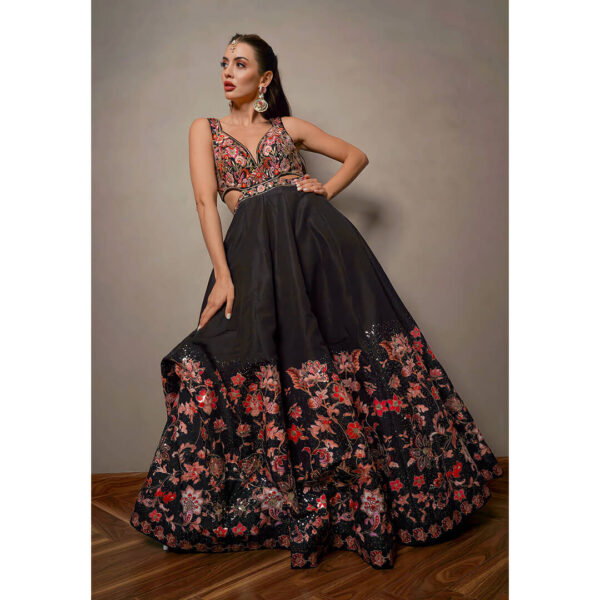 Black Anarkali Dress with Dupatta - Image 3