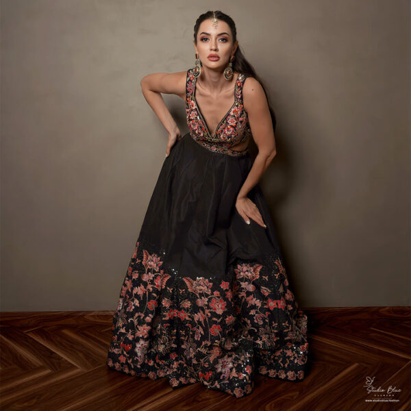 Black Anarkali Dress with Dupatta - Image 2