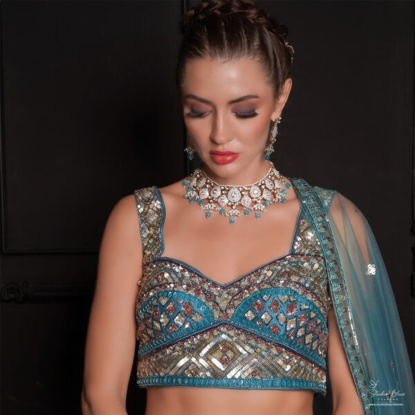 Light Blue Kundan Necklace Set
